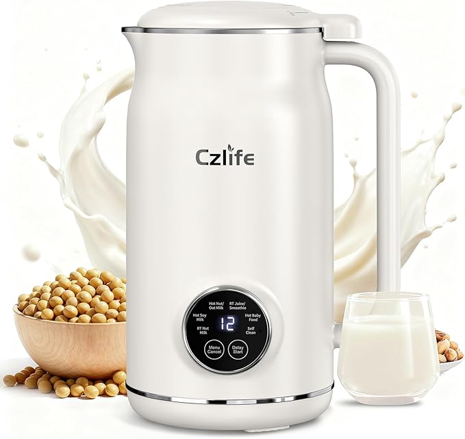 10 in 1 Nut Milk Maker Blender, 20oz (600ml) Homemade Nut Milk Maker Machine, Almond, Soy, Oat, Juice, Milkshake, Smoothies, Baby Food, Plant Based Milks with Delay Start, Keep Warm, Selfclean
