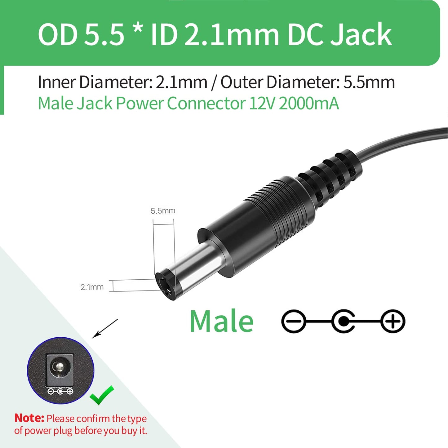 [Ul Certified] 2-Pack 12V 2A Power Supply Adapter, 5.5Mm X 2.1Mm Plug, Ac To Dc Adapter For Ip Camera, Dvr, Nvr, Led Ir, Router