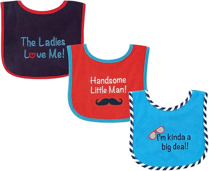 Luvable Friends Baby Cotton Terry Drooler Bibs with PEVA Back, Transportation, One Size