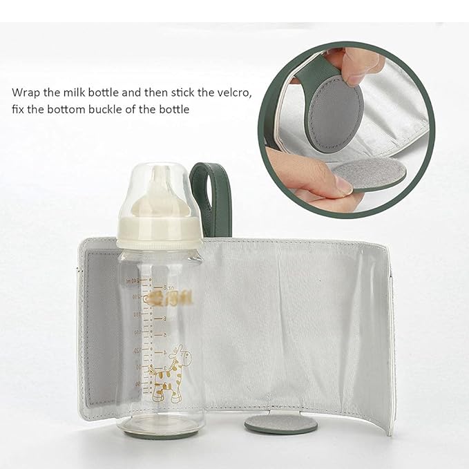 GOTOTOP Bottle Warmer Bag Portable Baby Bottle Warmer Leather Three Gears Adjustable Heated Bottle Bag Car Portable Thermostat Heating Cup Cover (e)