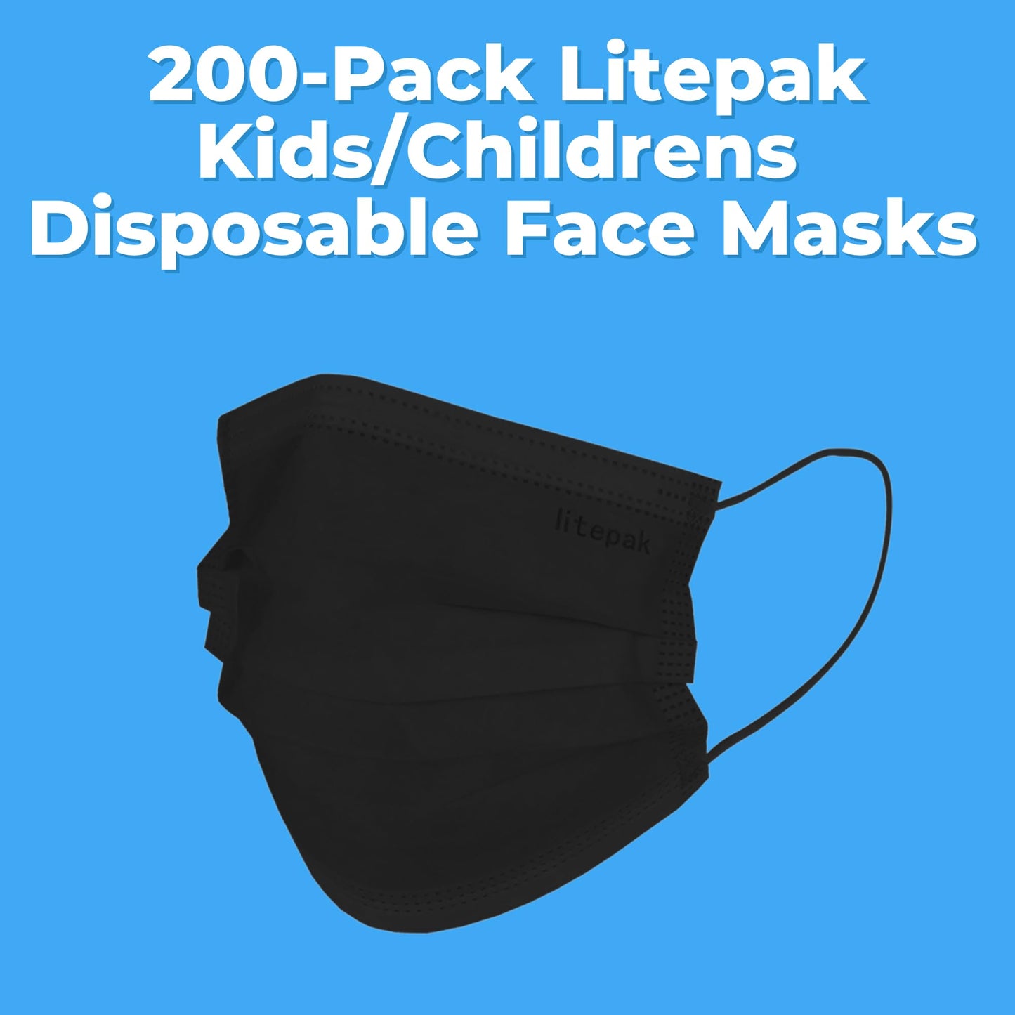 200pcs Kids Disposable Face Masks - 3 Ply Kids Mask for Boys Girls - Back to School Supplies (Black)