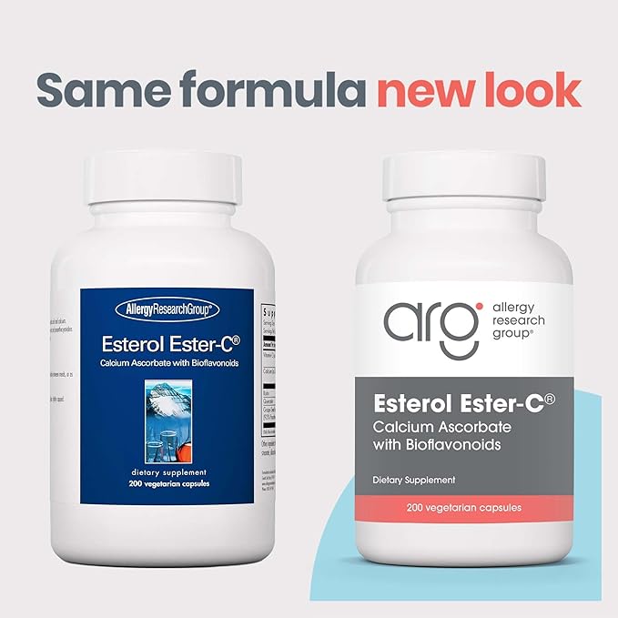 Allergy Research Group Esterol Ester-C - Vitamin C 1350mg Supplement, Immune Support, Calcium Ascorbate with Bioflavonoids, Ascorbic Acid, Rutin, Quercetin, Vegan Capsules - 200 Count