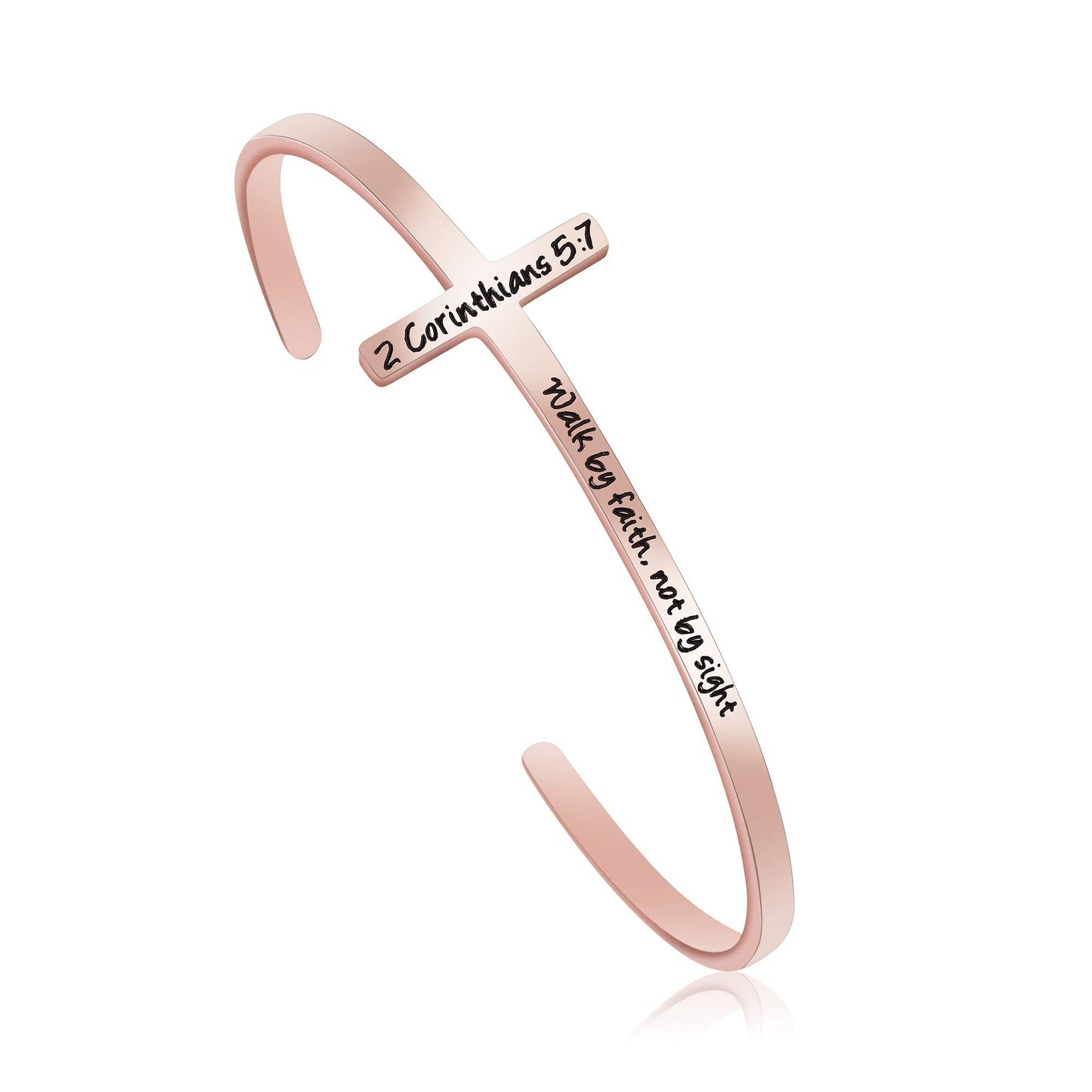 Walk By Faith Not By Sight 2 Corinthians 5:7 Wish Bracelets Stainless Steel Bible Verse Cross Bracelet Birthday Baptism Christma