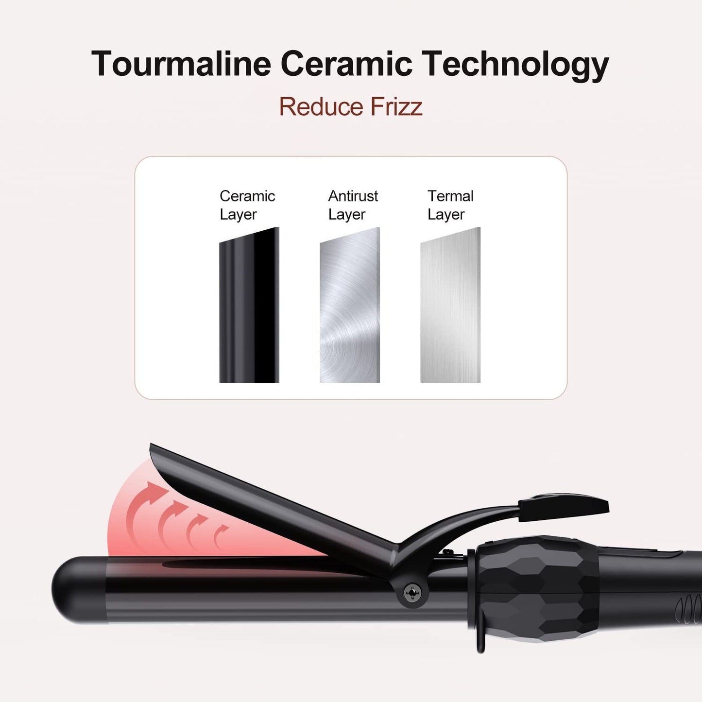 LURA 1 Inch Curling Iron with Ceramic Tourmaline Barrel, Dual Voltage Hair Curler with 2 Heat Settings (320?-410?), Curling Wand