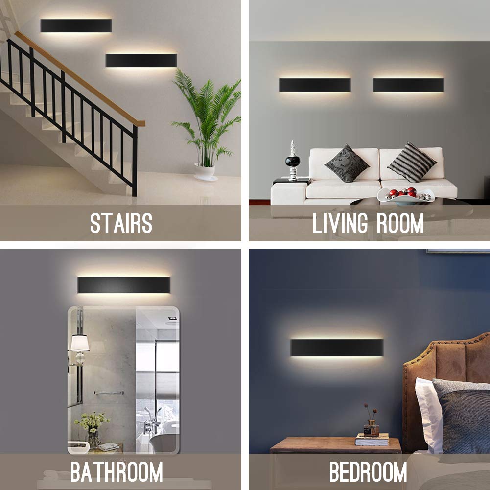 Ralbay 24 Led Wall Sconce - 20W Black Vanity Light, Modern Aluminum Design, Warm White 2700-3200K
