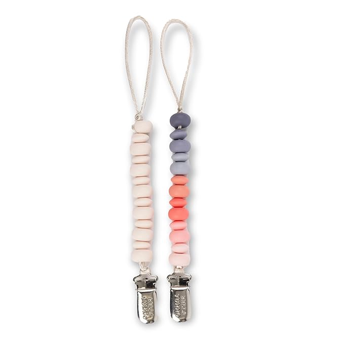 Bella Tunno Pacifier Clip Set – Soft Silicone Pacifier Clip for Infant and Baby Pacifier, Convenient and Lightweight, Non-Toxic and BPA Free Silicone (Soft Girl)