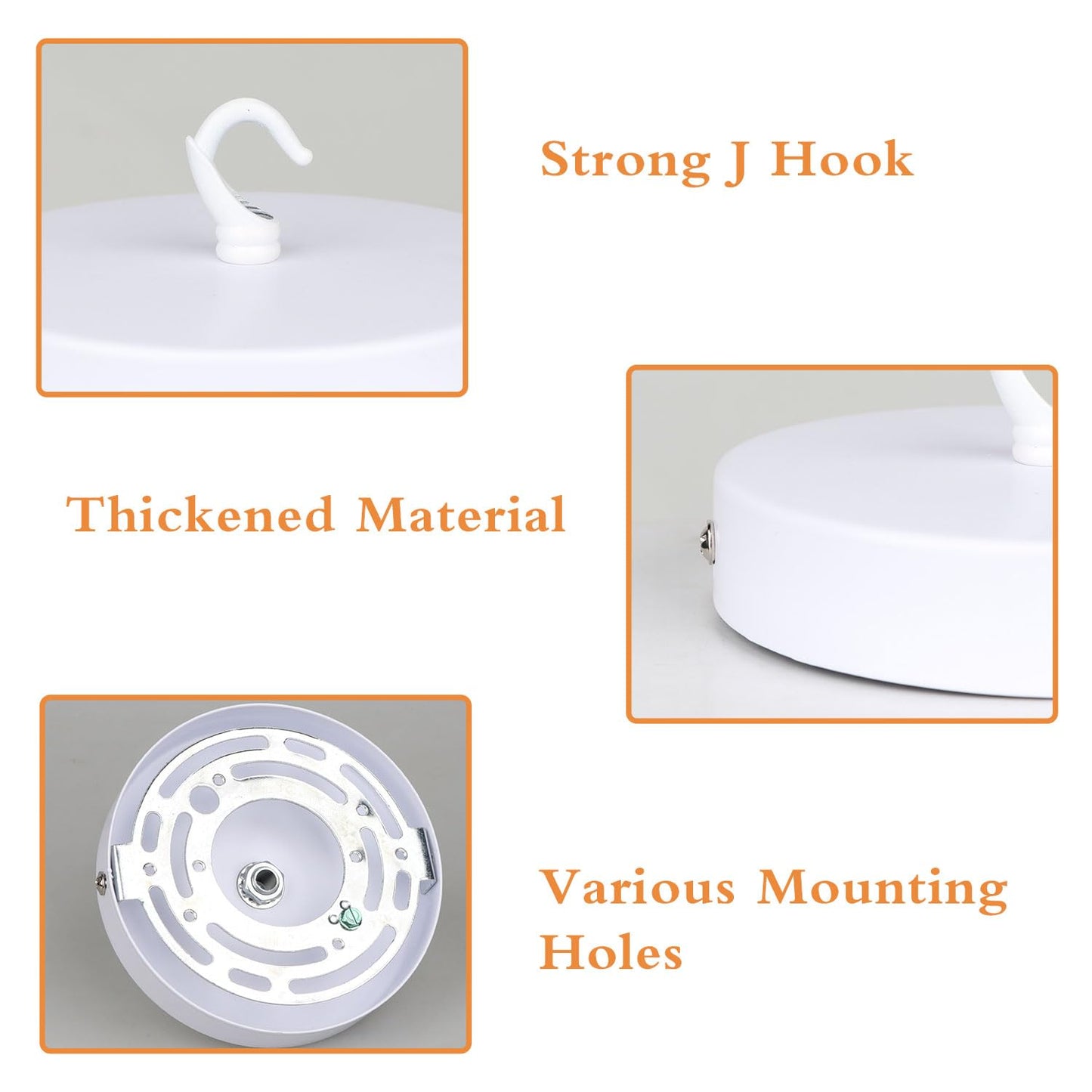 Helunsi Ceiling Canopy Kit - 4-3/4 White Aluminum Chandelier Plate, Rated 20Lbs, Includes Hook, Pack Of 1