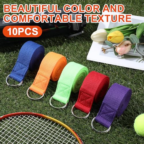 10 Pcs Yoga Strap for Stretching Bulk 6ft Exercise Stretch Band with Metal D Ring Adjustable Pilates Non Elastic Yoga Stre...