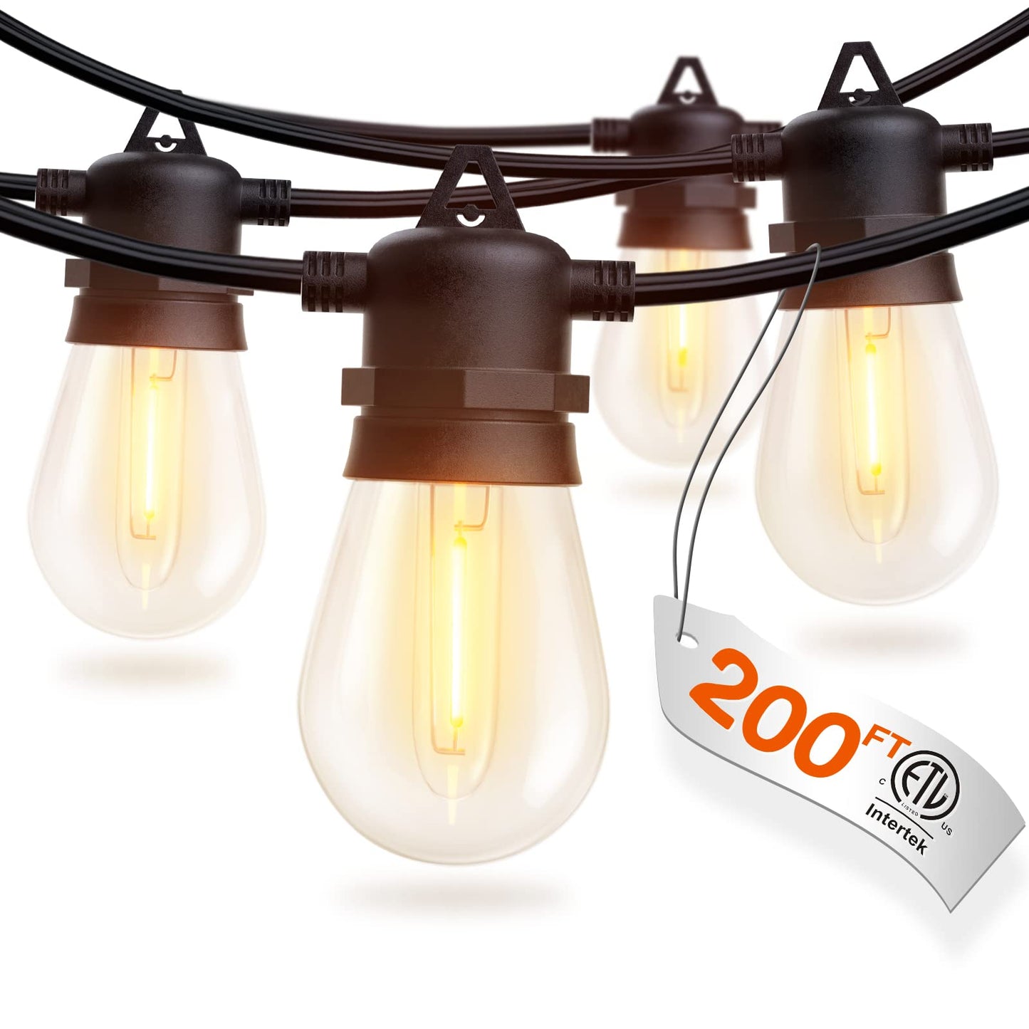 Addlon Led Outdoor String Lights, 200Ft With Shatterproof Bulbs, Heavy-Duty Weatherproof, Black, 4-Pack
