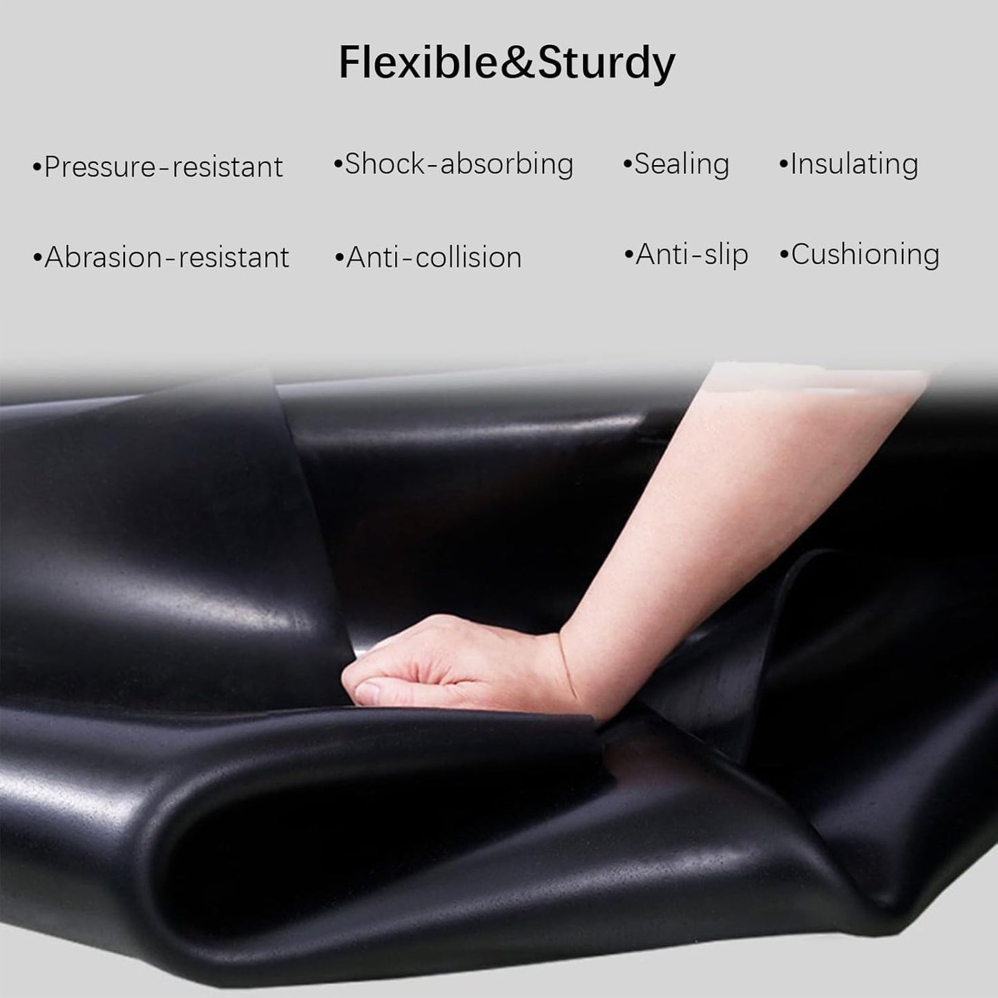 Solid Rubber Strips 1/8 (.125)" Thick X 12" Wide X 10'Long, Solid Rubber Sheet for Anti-Slip Pads, Flooring, Seals, Crafts, Anti-Vibration, Gaskets DIY