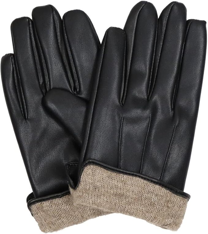 Brandilo Chill-Defying PU Leather Gloves For Men - Mens Winter Gloves Perfect Gloves for Cold Weather Cashmere Mens Leathe...