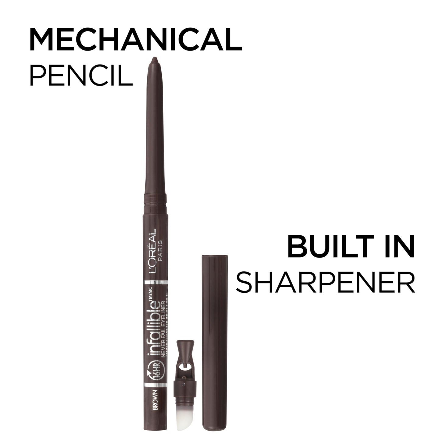 L'Oreal Paris Makeup Infallible Never Fail Original Mechanical Pencil Eyeliner with Built in Sharpener, Black, 0.008 oz., 1 Coun