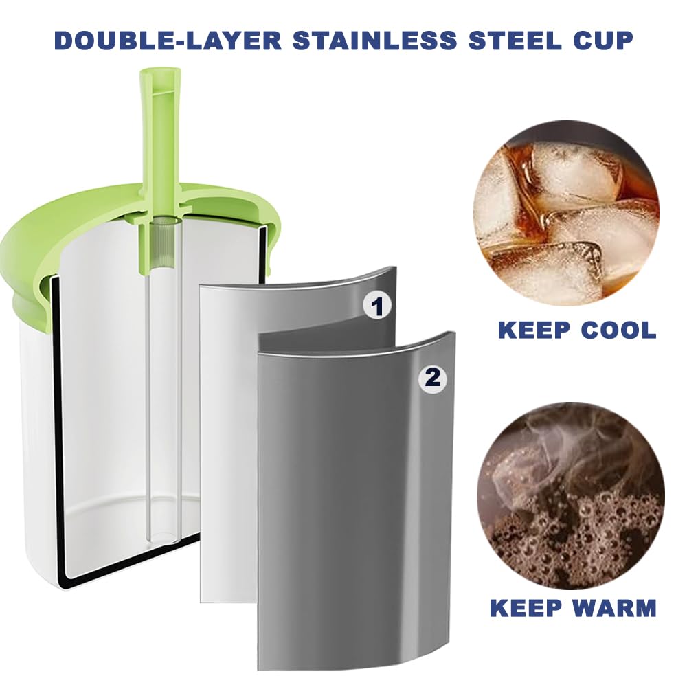 MYCOKI SP Baby Sippy Cup, Double-walled Stainless Steel Kid Mug, Silicone Break Resistant Straw Lid for Infants 6-12 Month Toddlers 1-3 Year Kids, 200ml Kid Water Drinking Cup (Green, 1pc)