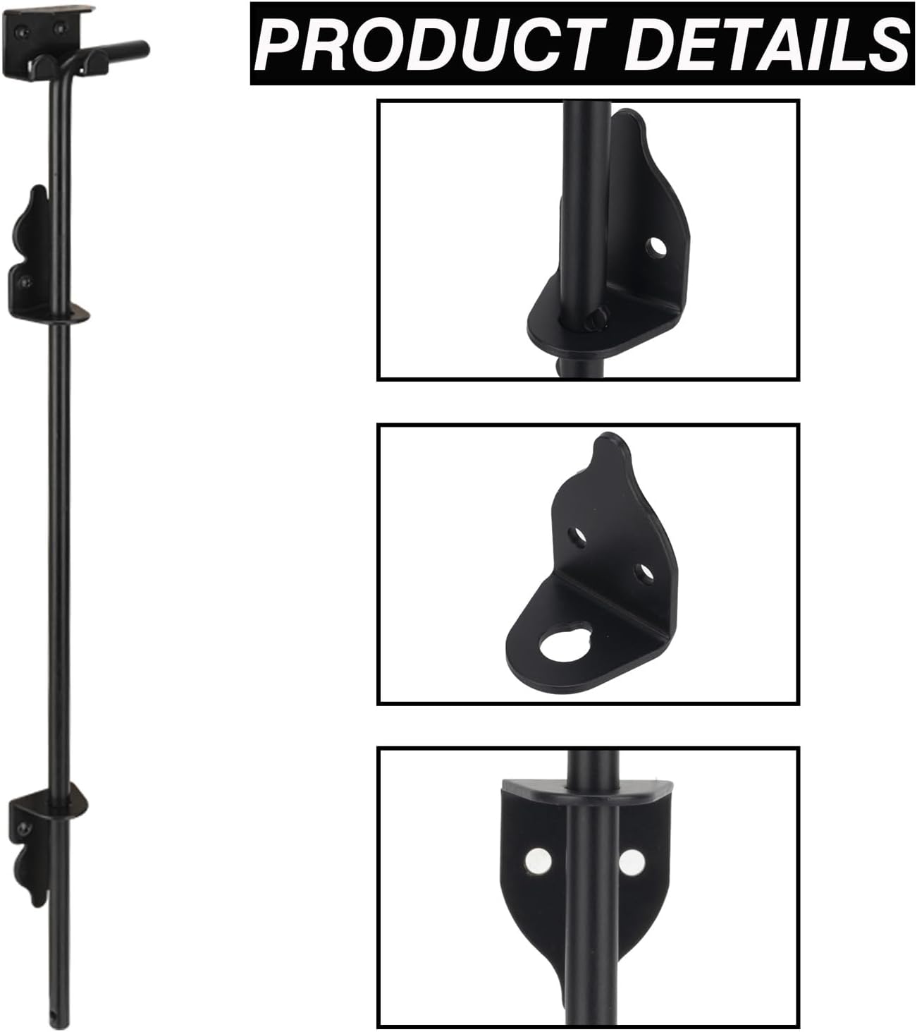 18" Cane Bolt Heavy-Duty Drop Rod for Gate, Gate Ground Latch for Wooden Fences Metal Gates Doors, Metal Gates Doors Stopper for Gate Ground, Wrought Iron Gate Latches, Black Finish(2 Pack)