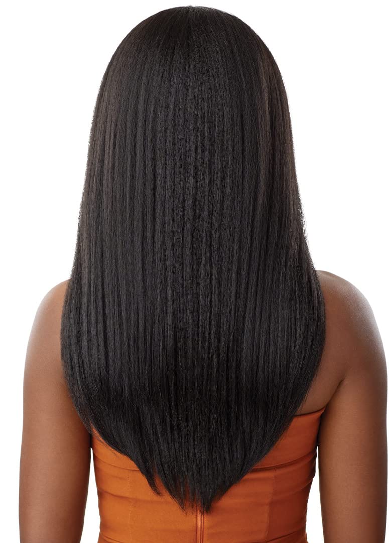 Outre - 5X5 Lace Closure Wig - Human Hair Blend - Kinky Straight 24 (JET BLACK 1)