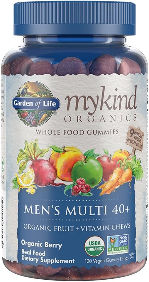 Garden of Life Organics Women 40+ Gummy Vitamins - Berry - Certified Organic, Non-GMO, Vegan & Organics Men 40+ Gummy Vitamins, 40+Multi Berry, 120 Count