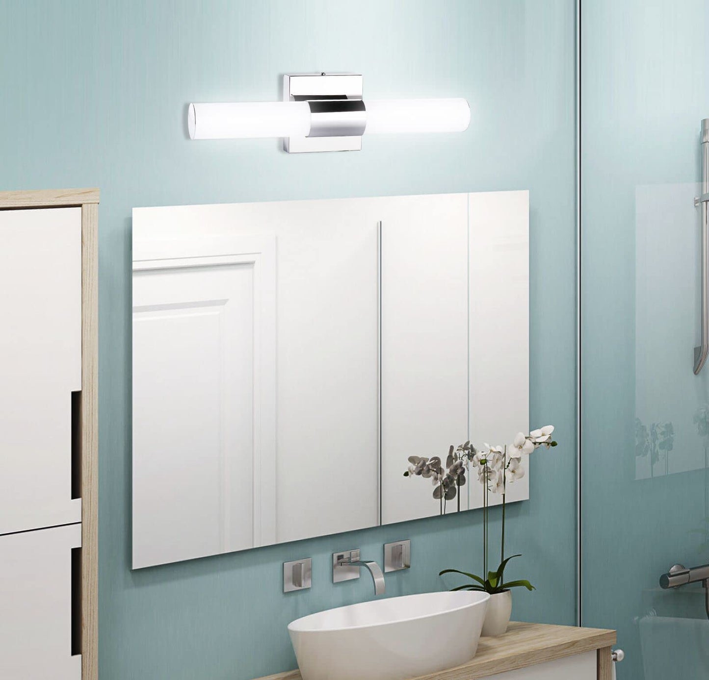 Trlife Dimmable Led Bathroom Light Fixture, 18.1 Stainless Steel, 10W Cool White 6000K, Model Vanityled-46Cm