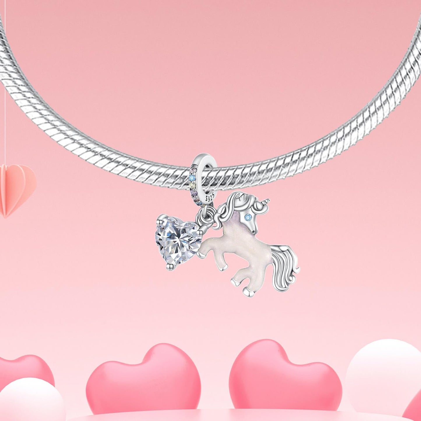 DATOUQI Colorful Flying Horse Charm 925 Sterling Silver Charms Animal Charm for Women