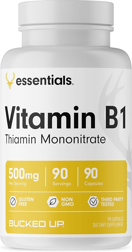 Bucked Up Vitamin B1 500mg Capsules, Essentials (90 Servings)