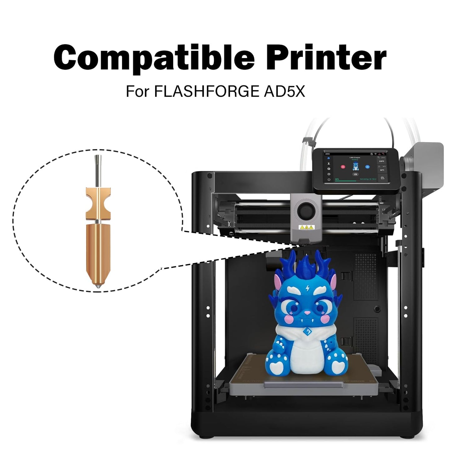 HzdaDeve Upgraded 0.4MM Hotend Kit for Flashforge AD5X Quick-Detachable Nozzle Extruder Quick Release Nozzle Heater Block Throat Tube with 2PK Silicone Cover and 2PK Nozzle Brush 3D Printer Accessory