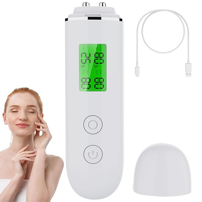 Skin Hydration Tester Monitor - Professional Portable Digital Corneometer Facial Moisture Analyzer Meter Tool - Multifunct...