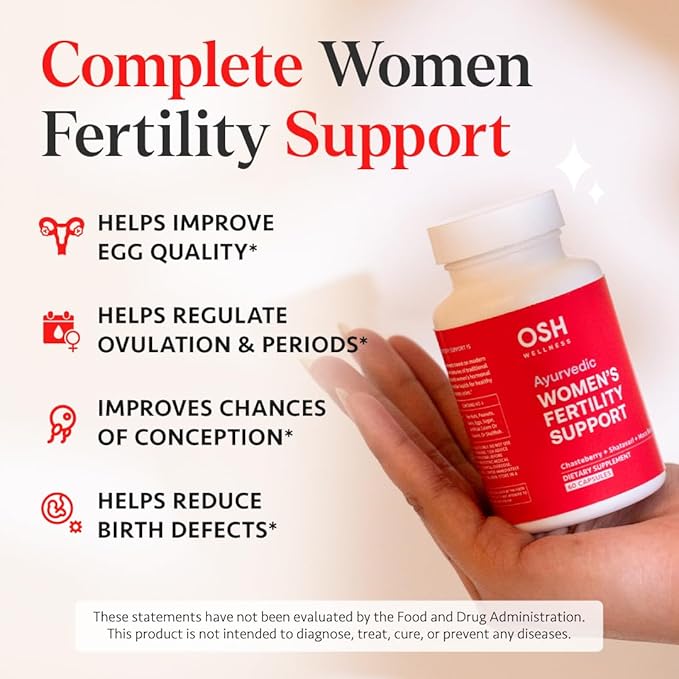 Ayurvedic Fertility Supplements for Women | Support Ovulation | Conception for Women | Egg Quality | Maca Root, Chasteberry, & Vitamins | Vegan | 90 Capsules - OSH Wellness