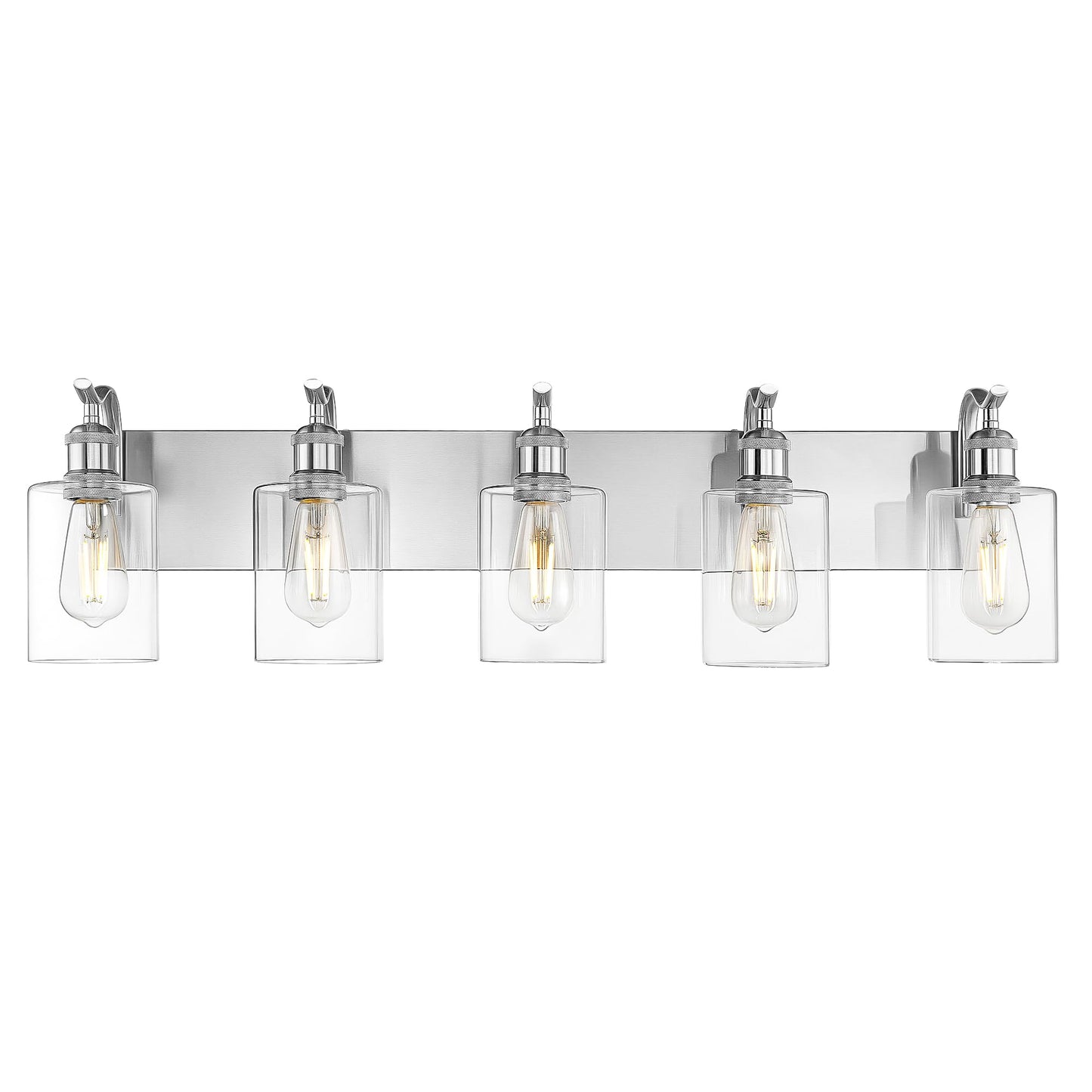 Jazava 5 Light Bathroom Vanity Light  Brushed Nickel Vanity Lights For Morden Bathroom Lighting Fixtures Over Mirror Wall Light Fixtures With Clear Glass Shade Zcvl01Bn-5