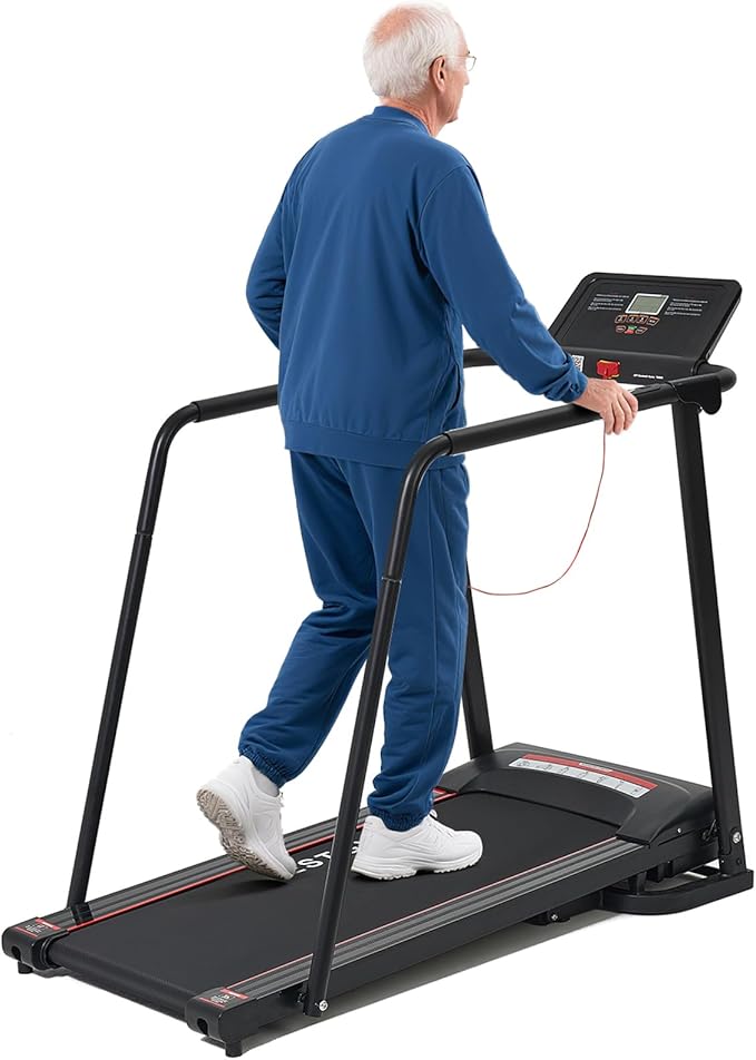 BSJ BESTGYM Walking Treadmill for Seniors with Extended Handrails & Deck,Emergency Stop Button,Treadmill for Home 300 lbs ...