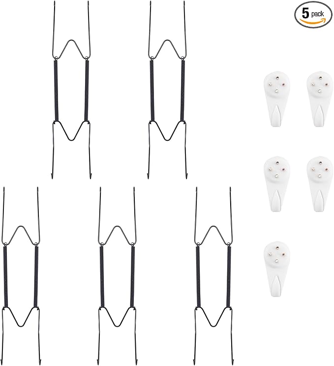 5 Pack Plate Hangers for The Wall, Suitable for 9-11 inch Art Plate, Stainless Steel Invisible Heavy Duty Wire Plate Holder with Wall Hooks, Plate Hangers for Displaying Plates, Platter, Dish, Black