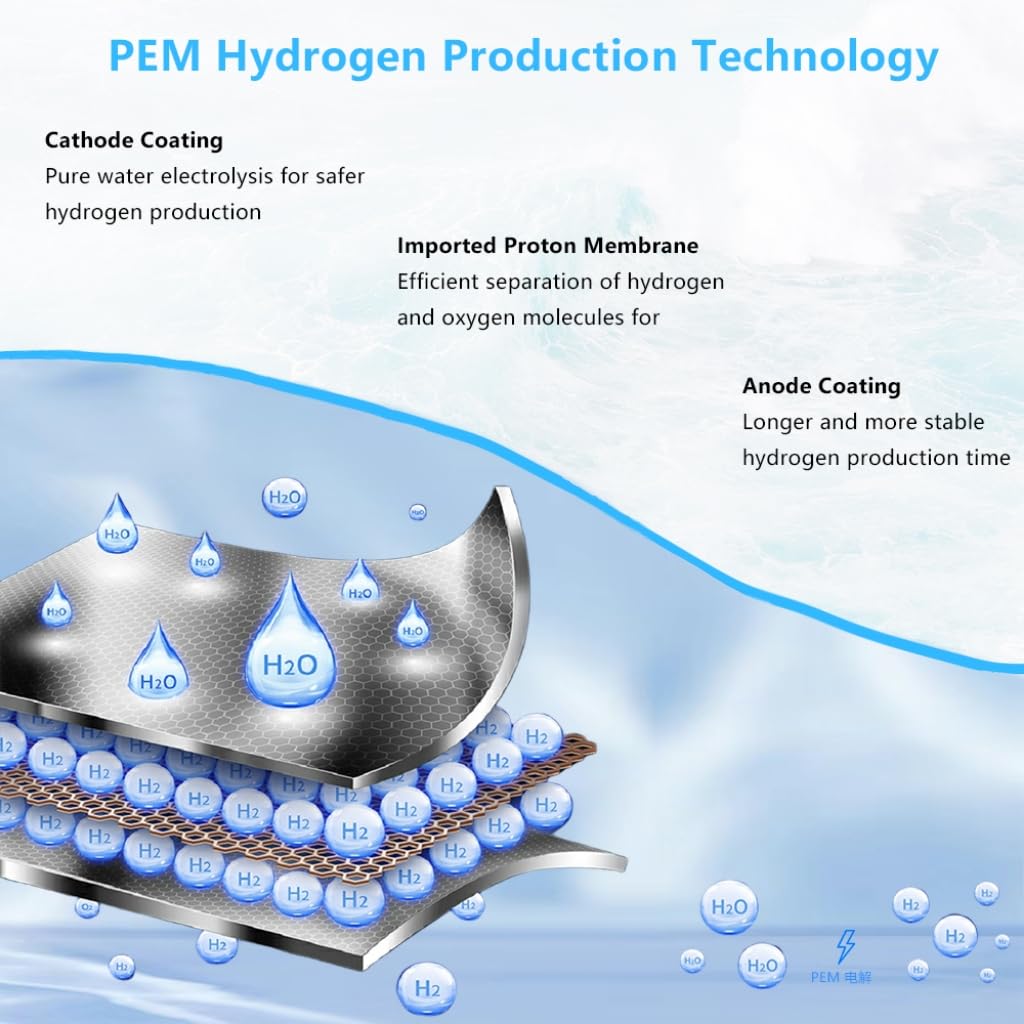 Hydrogen Water Bottle Generator - 10,000PPB/10ppm Portable Hydrogen Plastic 210ML Water Bottle Adaptor Advanced SPE/PEM Technology & 7 led Colors