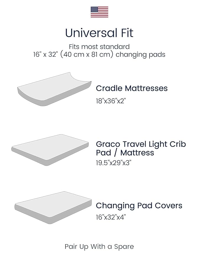 TotAha Premium Stretchy Changing Pad Cover, Buttery Soft Diaper Changing Pad Covers for Girls Boys, Super Stretchy Jersey Knit Changing Table Covers, 2 Pack, Moon & Grey Sky