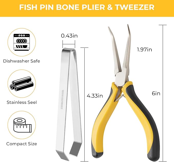 Fish Bone Pliers Tweezers Kit for All Kind of Fish Stainless Steel Deboning Tools 2pcs