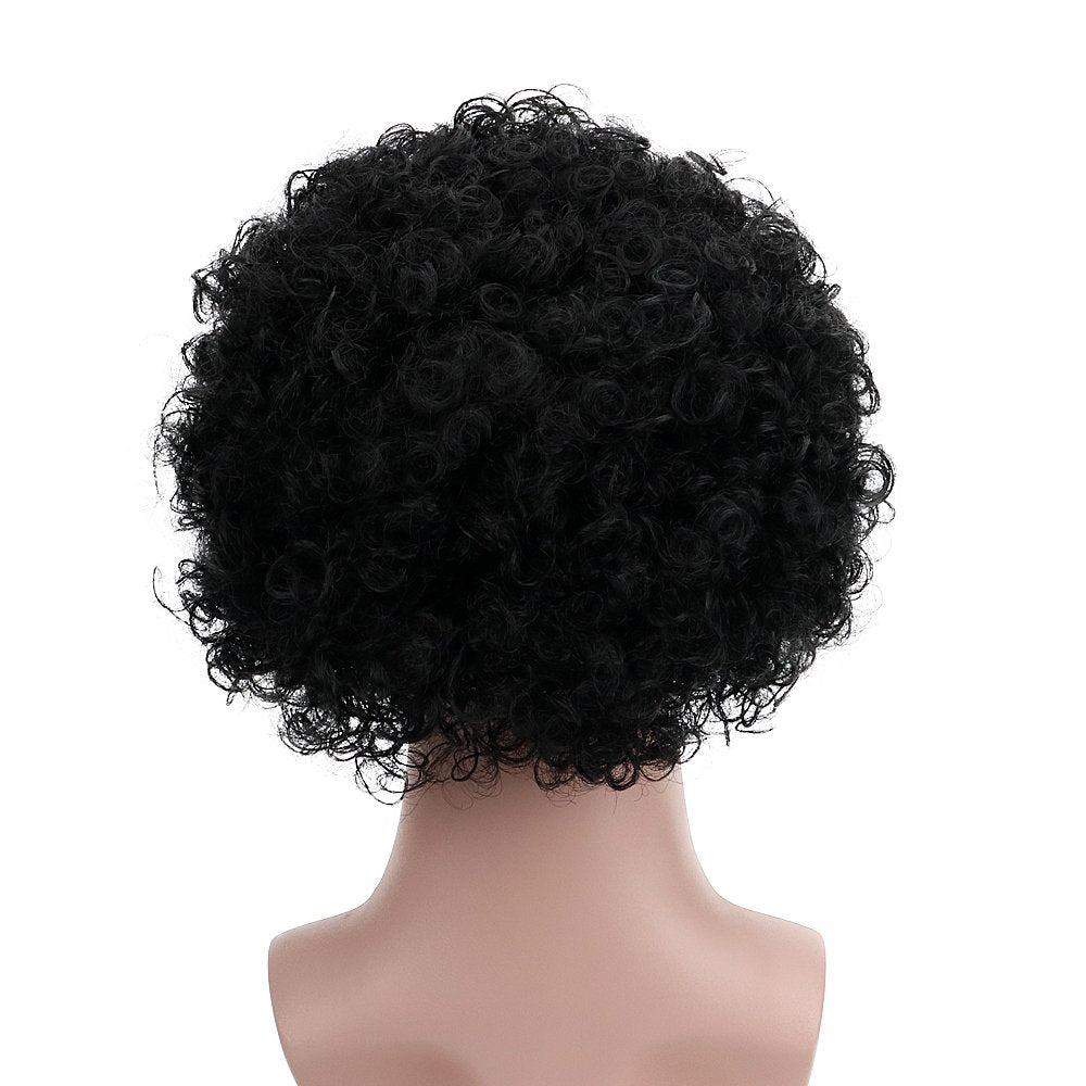 FREE BEAUTY Fluffy Afro Synthetic Clown Wig for Men Women Cosplay Anime Christmas Party Halloween Fancy Funny Wigs (Black)
