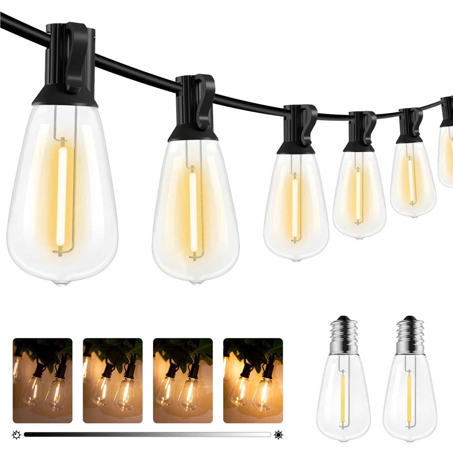 litogo LED Outdoor String Lights, 240FT Dimmable, Waterproof, Shatterproof Edison Bulbs, Warm White, Model LTOST38-232