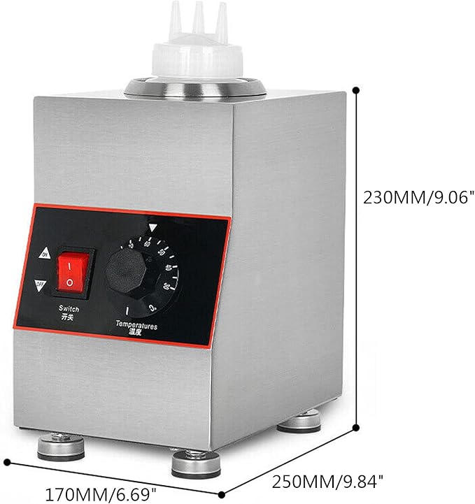 Electric Sauce Bottle Warmer Nacho Cheese Warmer with Bottle, Hot Fudge Cheese Caramel Jam Sauce Warmer 30-85℃ 110V