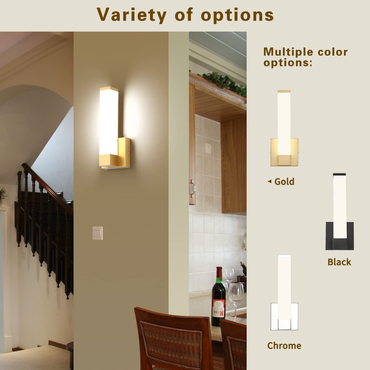 7Degobii Gold Wall Lights For Bedroom Modern Indoor Led Hallway Sconces Corner Light 12 Inch Height 12W 4000K Bedside Stair Sconces Wall Lighting Lamps 110V Ac