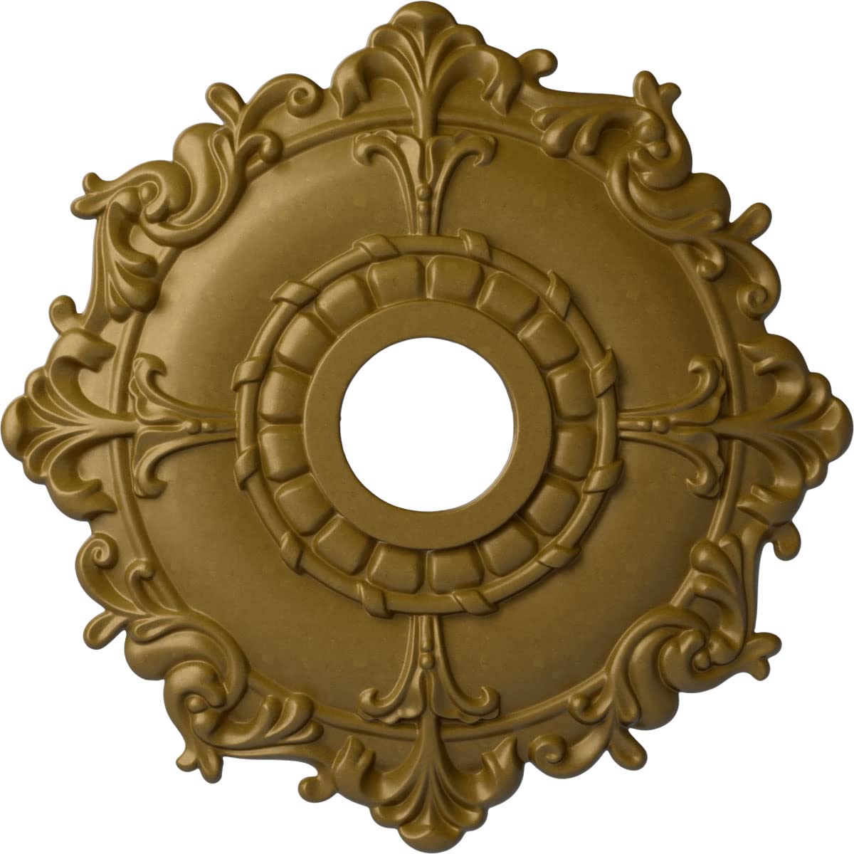 Ekena Millwork Cm18Rlgls Riley Ceiling Medallion Fits Canopies Up To 4 5/8, Gold