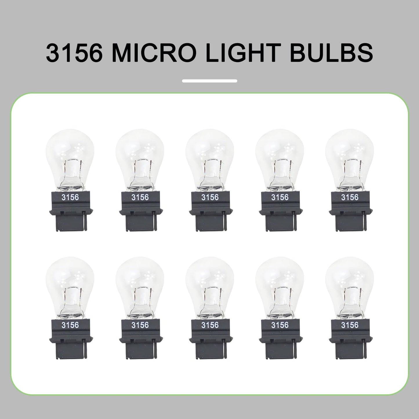 Tesnaao 10 Pack Car Instrument Light Bulb  3156 Brake Light Bulb  12 V 21 W Automobile Lighting Replacement Accessory  Universal For Most Cars  Trucks And Vans (White)