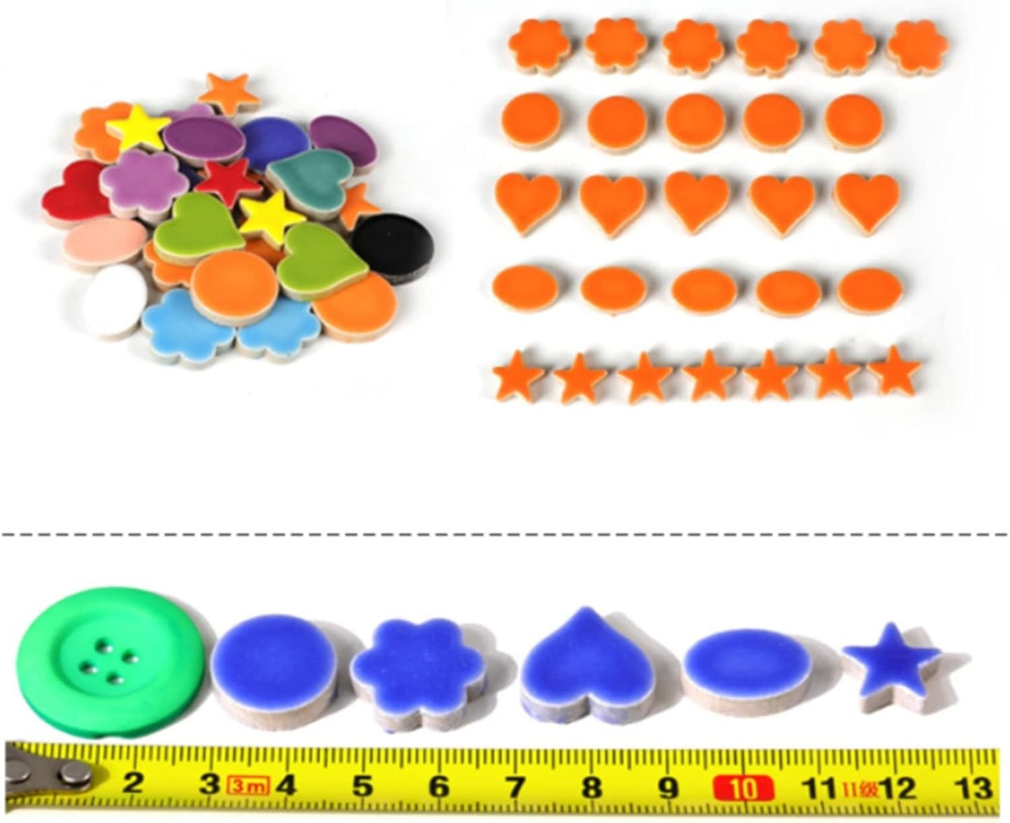 40pcs/100g Pack of Mosaic Tile Supplies for DIY Crafts, Plates, Picture Frames, Flowerpots, Handmade Jewelry - 1.5x1.5 cm Love Heart Ceramic Decorative Tiles (Love Heart Mix)