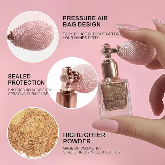 Violet Highlighter Spray, Professional Shiny Glitter Spray for Eyeshadow Face and Body Luminizers, Loose Shimmer Powder Makeup Mist for Women Kid Rave Outfits Festival Accessories