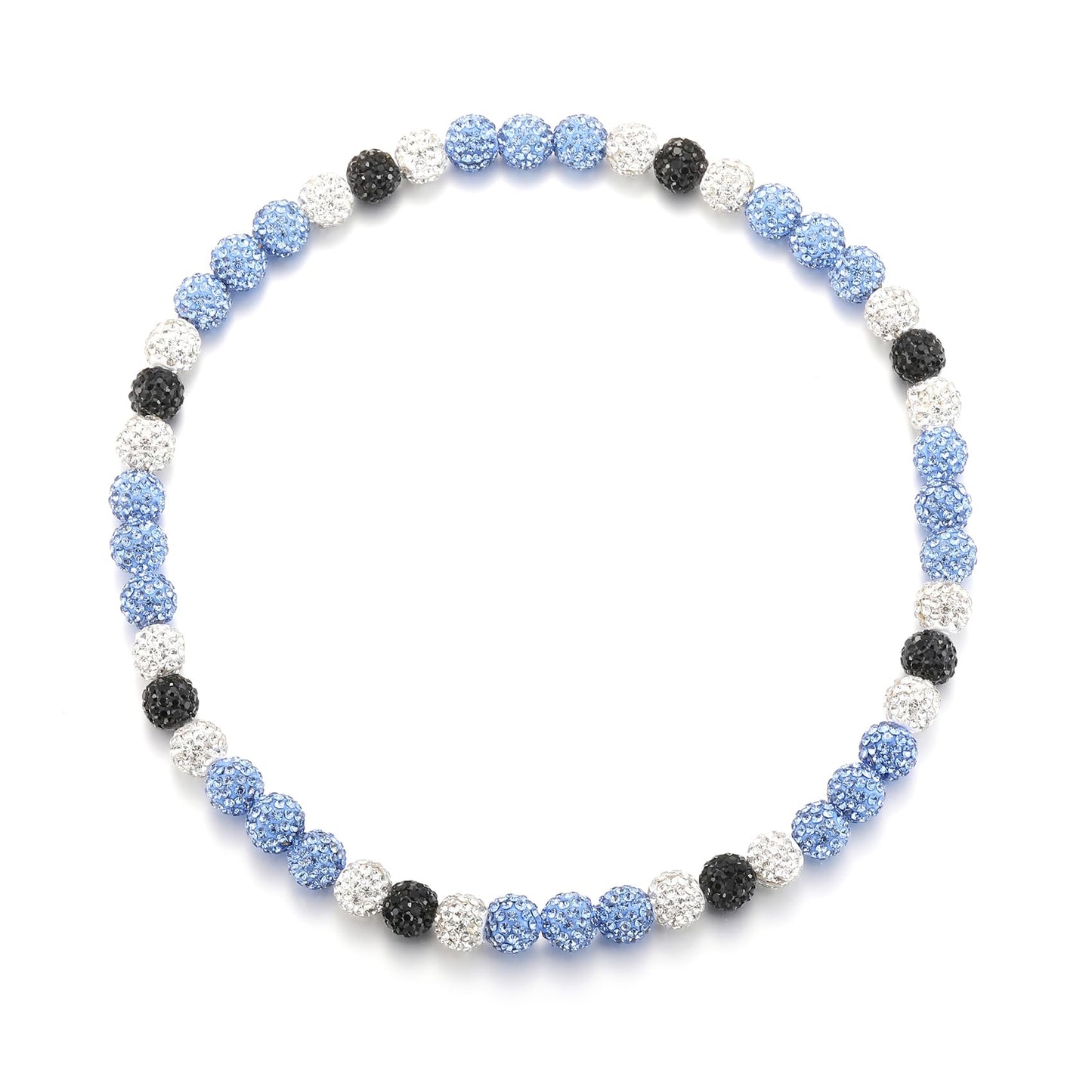 HSWYFCJY Baseball Beaded Chain Necklace for Men Women, Rhinestone Discoball Drip Accessories White Black and Light Blue Baseball