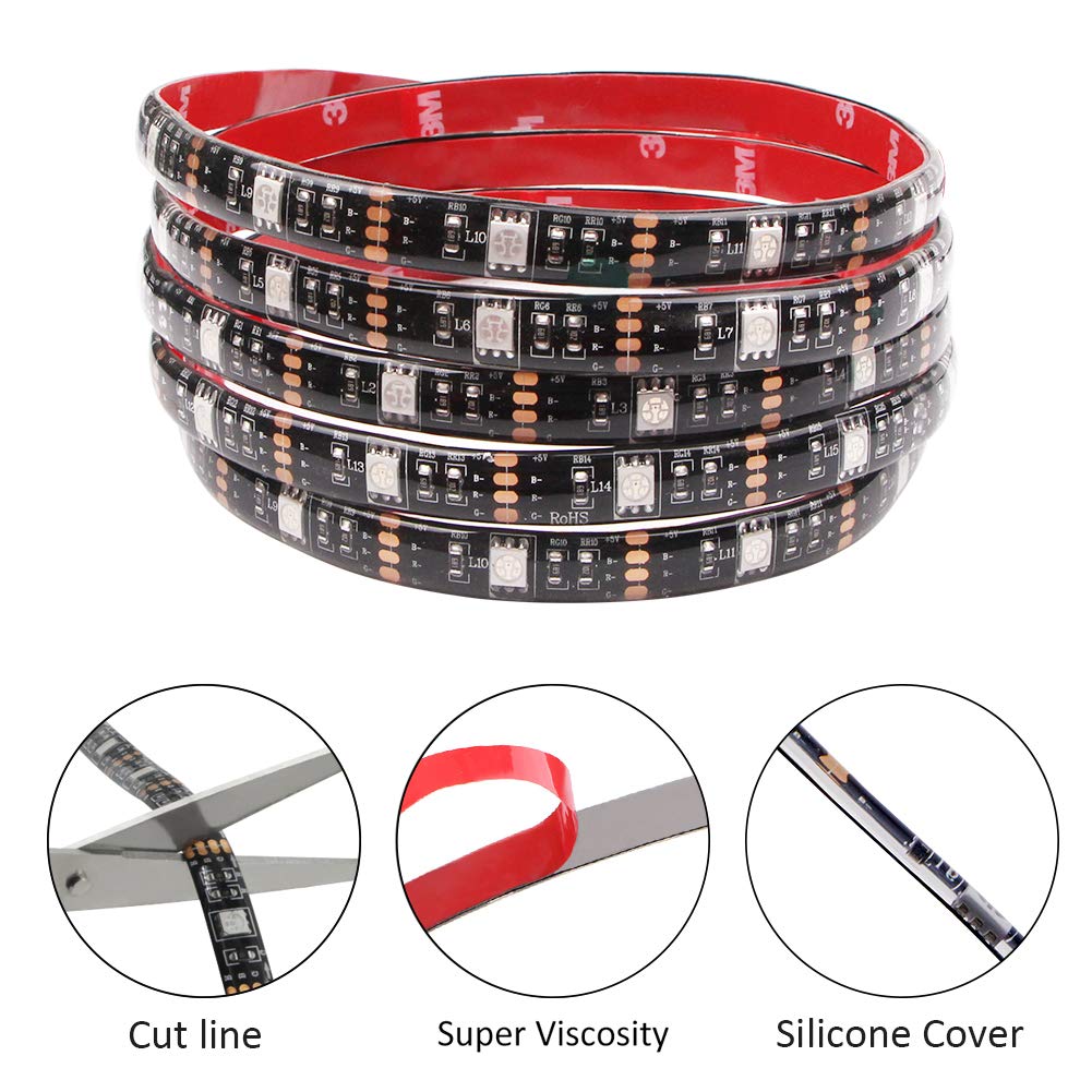 abtong LED Strip Lights, 6.56ft Waterproof RGB Multi-Color, Battery Powered, Mini Controller, Model BPT-3K