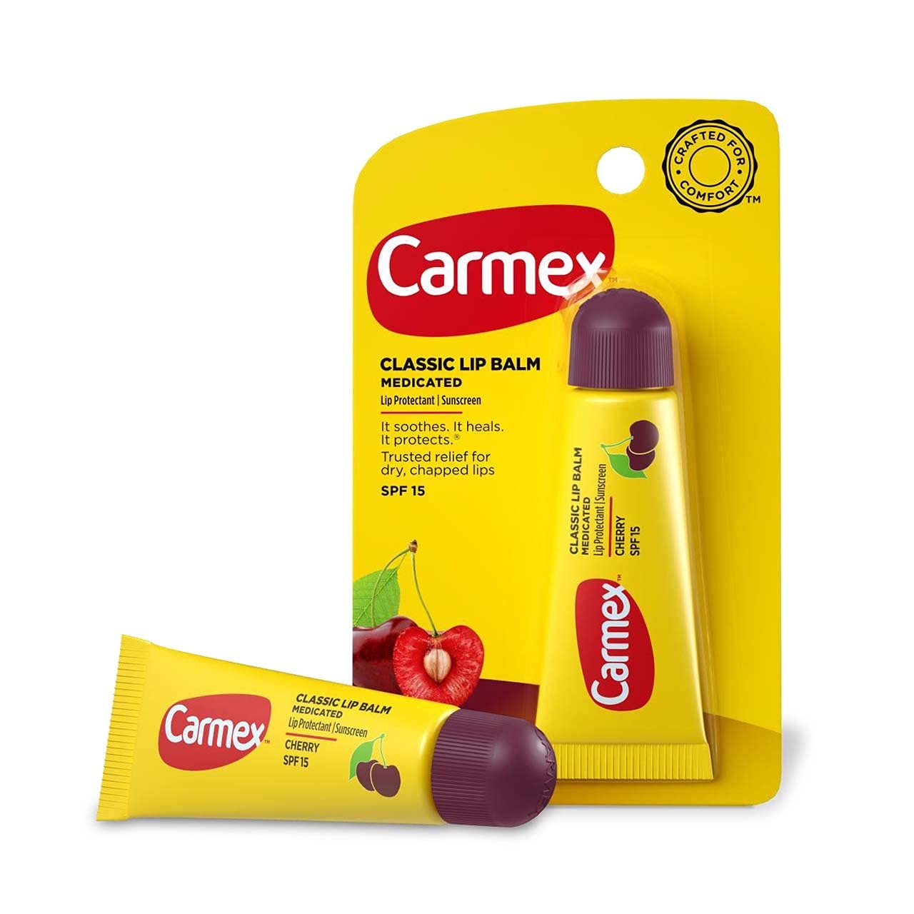 Carmex Soothing Everyday Lip Balm, Cherry 0.35 oz (Pack of 4)