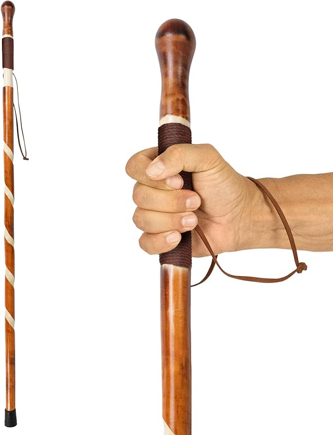 Vive Wooden Walking Stick - Willow Cane for Seniors Hiking & Balance - Heavy Duty Carved Twisted Wood Sticks for Men & Wom...