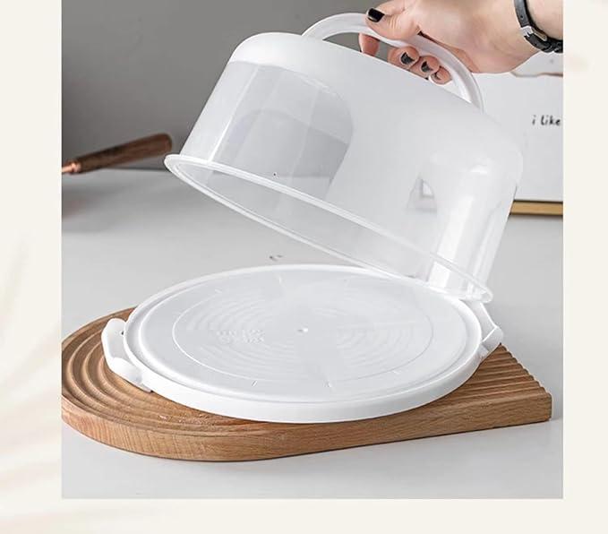 Large 10 Inch Cake Carrier Keeper Stand with Handles and Lids Container for Transport Cake Holder Tray with Cover Round Cupcake Storage Kitchen Cooking Box