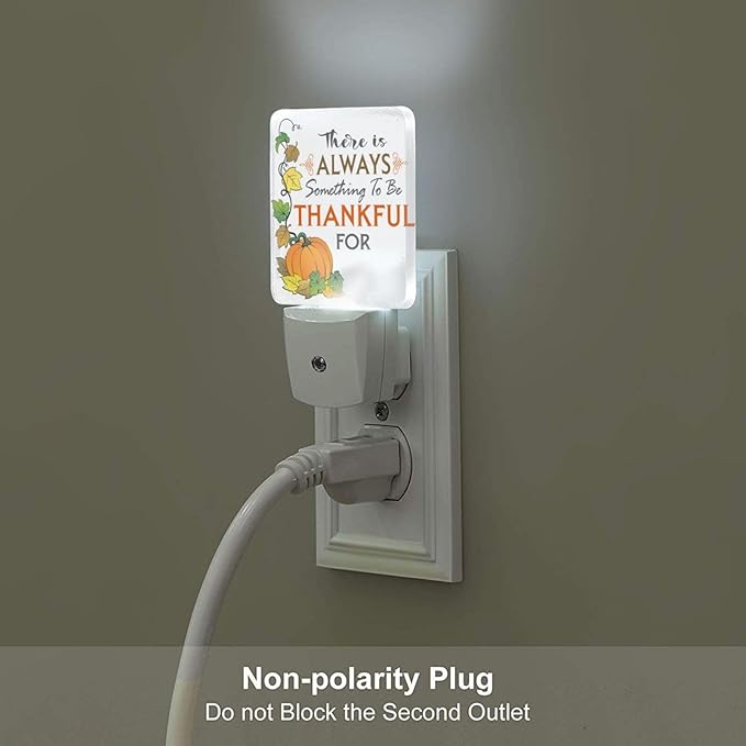 Be Thankful Night Light,Plug Into Wall for Boys Girls Bedroom Decorative Square Night Light Lamp 0.5w Sleep Friendly