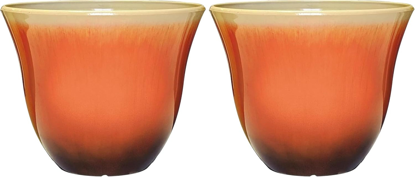 Classic Home and Garden Honeysuckle Resin Flower Pot Planter, Tequila Sunrise, 15" (Pack of 2)