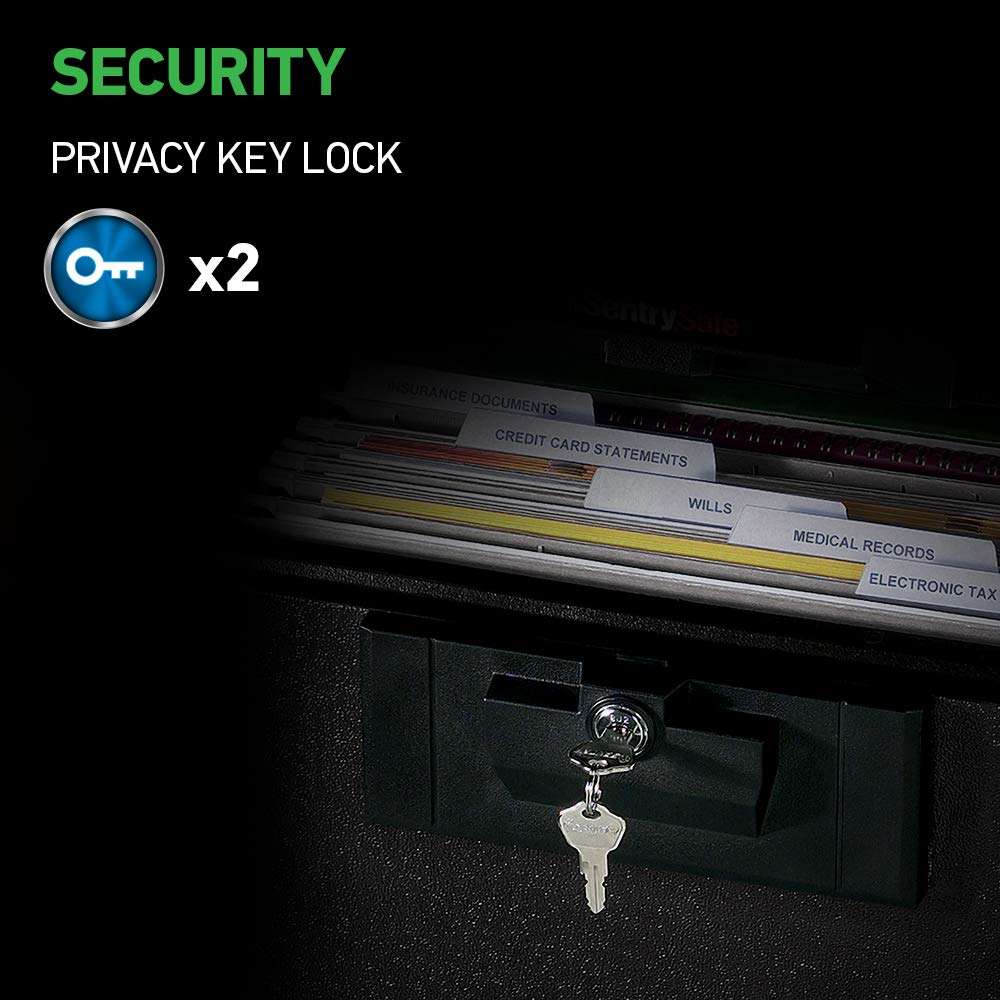 Sentrysafe Black Fireproof Document Box With Key Lock, Safe Secures Files And Documents For Home Or Office, 0.61 Cubic Feet, 13.