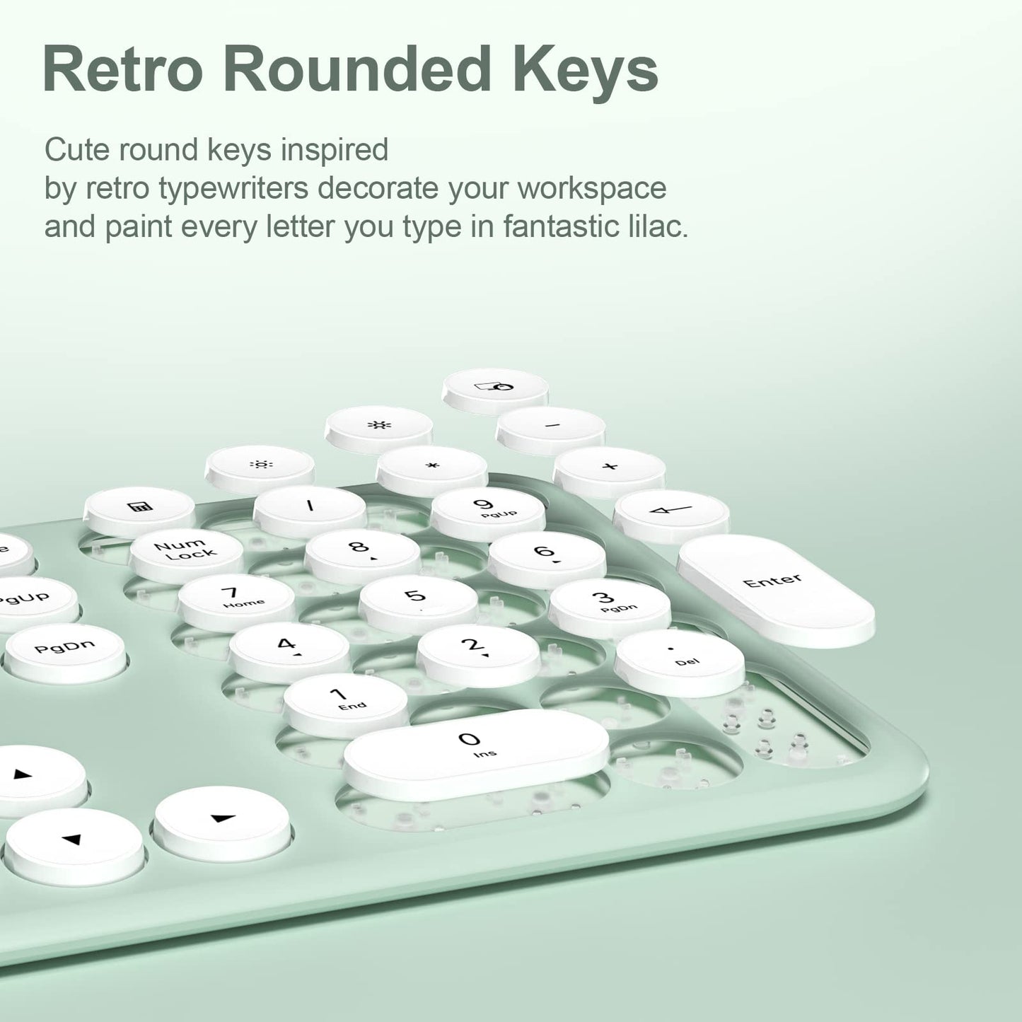 Xtremtec Wireless Keyboard And Mouse, Cute Retro Round Keycap - 2.4Ghz Ultra-Slim Quiet Aesthetic Keyboard For Mac Computer Lapt