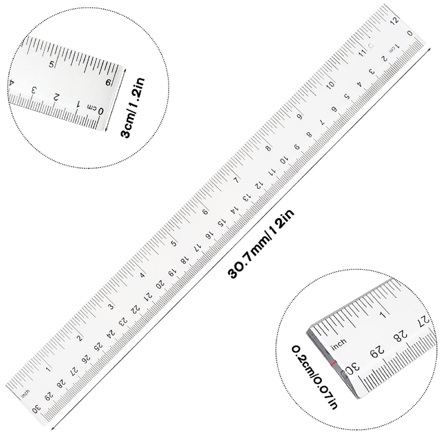4 Pack 6-Inch Straight Rulers,Clear Plastic Ruler, Centimeter and inch Ruler Suitable for Student School and Office Study Drawing Measuring Standard